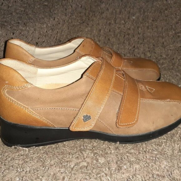 FINN COMFORT-Tan Brown Leather/Nubuck Double Strap Walking Shoes-Near Mint - Picture 4 of 7